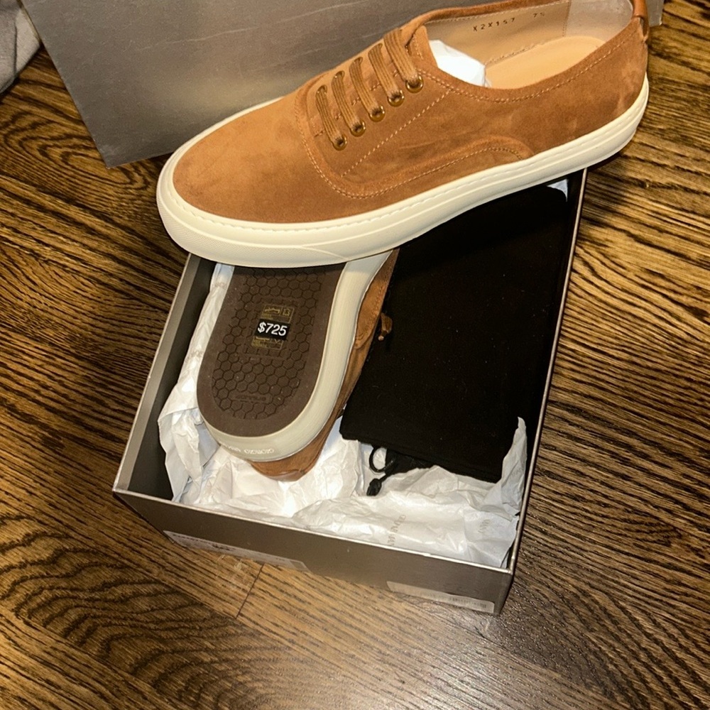 Giorgio Armani Brown Sneakers Minimalist Design brand new suede size eu41